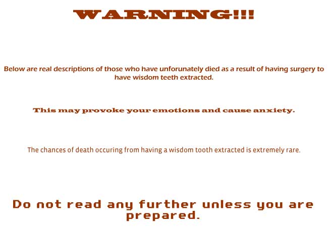 wisdom teeth death warning